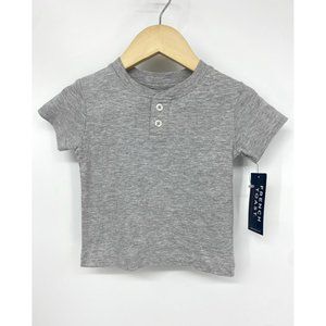French Toast Heather Grey Basic Short Sleeve Henley NEW WITH TAGS